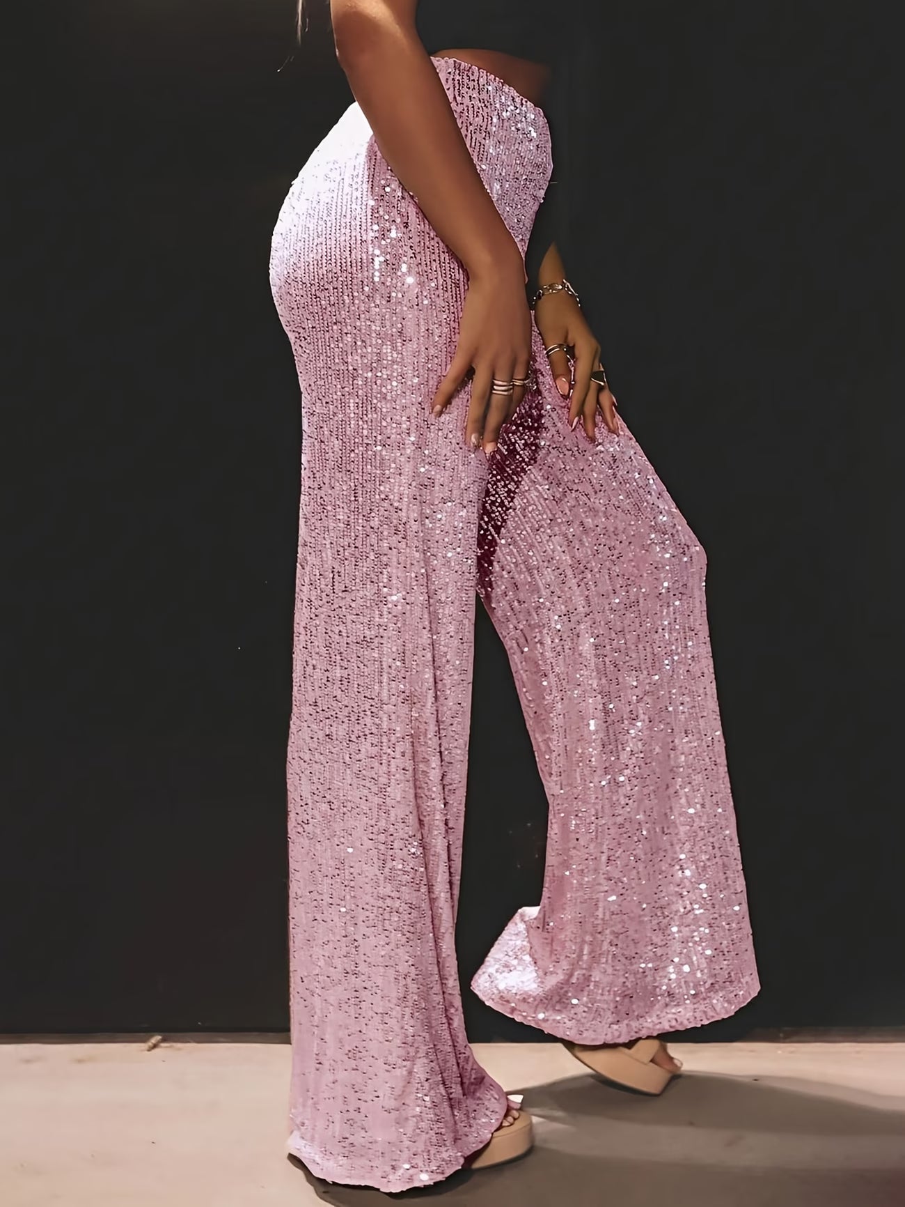 Tnora | Pants with Sequin Finish Wide Leg