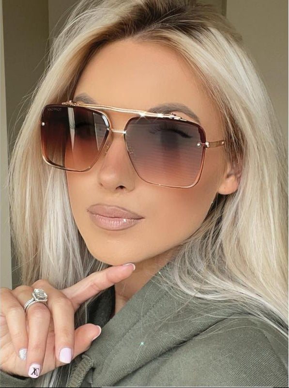 RayForge - Square Aviator Gradient Lens Metal Sunglasses