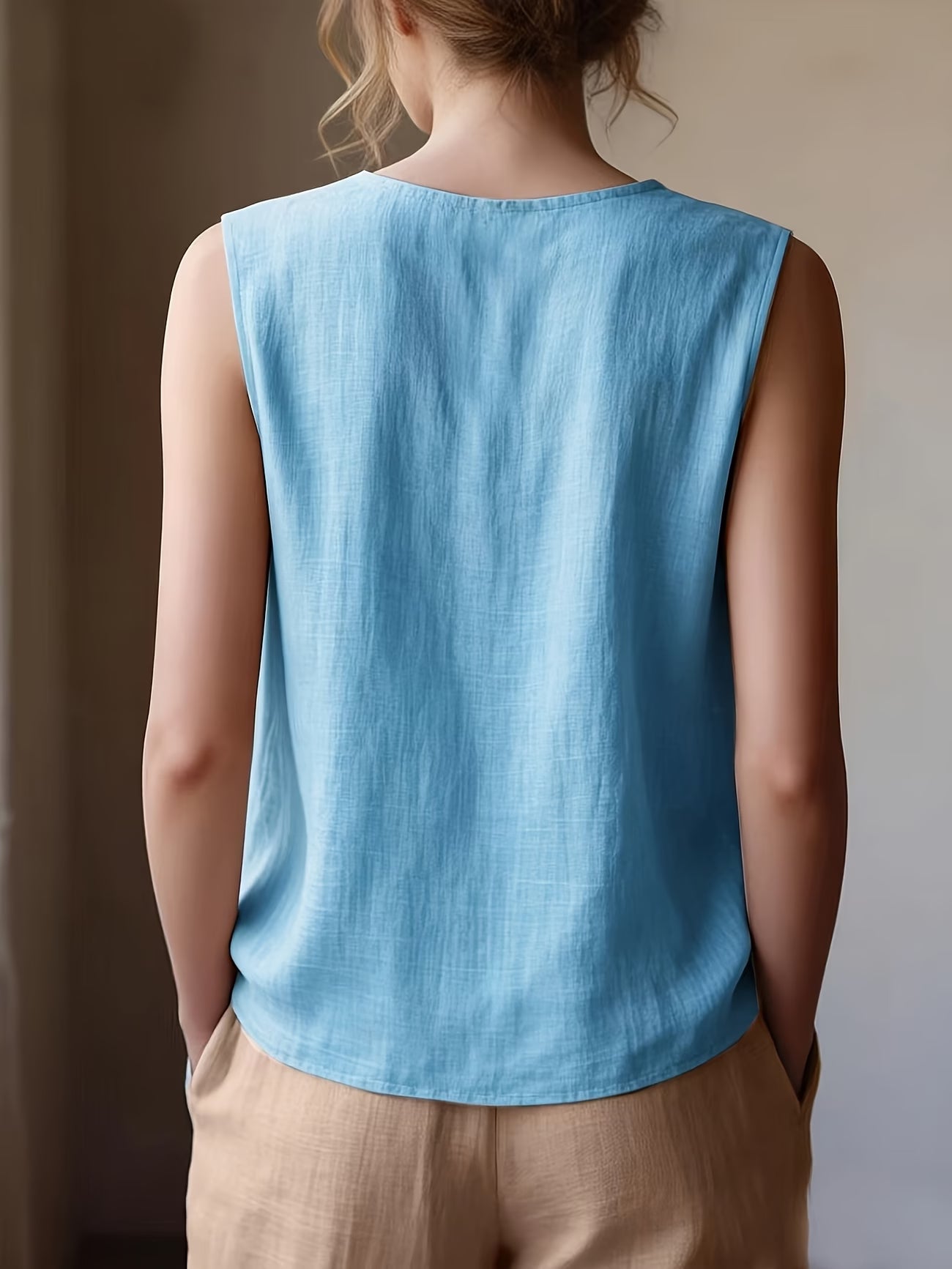 Safiya | Sleeveless Ruffle Neck Loose Blouse