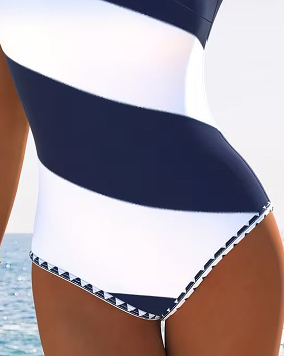 Doriane | One Shoulder Stripe Swimsuit