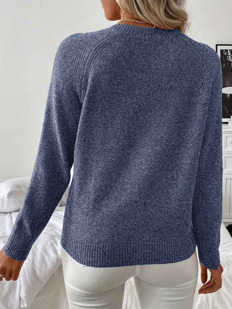Pascuala | Pearl Button Crew Neck Knitted Sweater