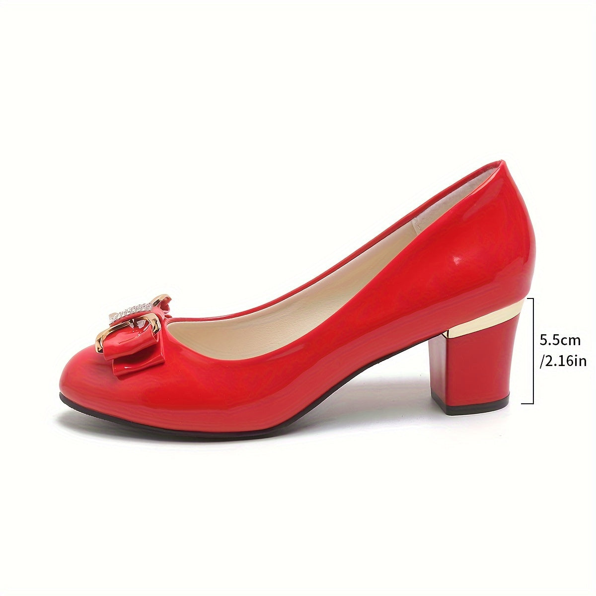 Blake | Pumps Glossy Bow Block Heel Shoes