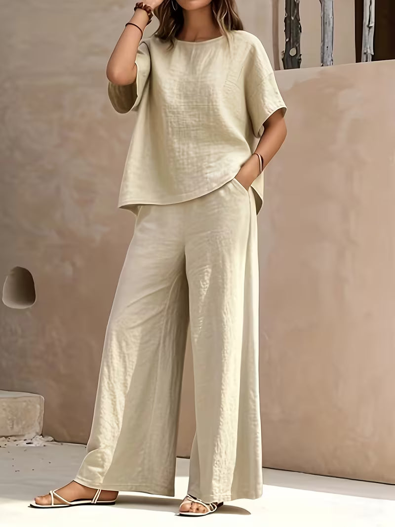Josy | Trouser Set with Short Sleeve Relaxed Top