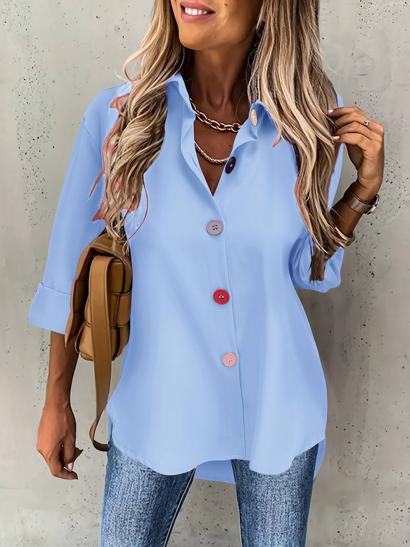 Lasangi - Long Sleeve Button Front Casual Shirt