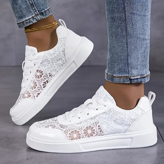 Alessa | Lace Panel Low Top Sneakers
