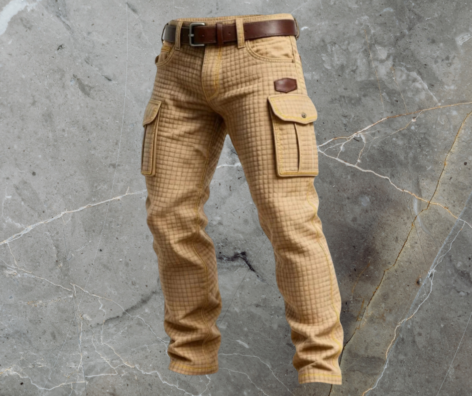 Crispin | Cargo Pants With Grid Texture and Pockets