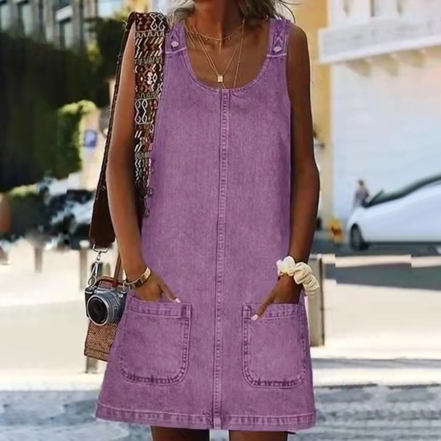 Otylia | Denim Style Sleeveless Dress