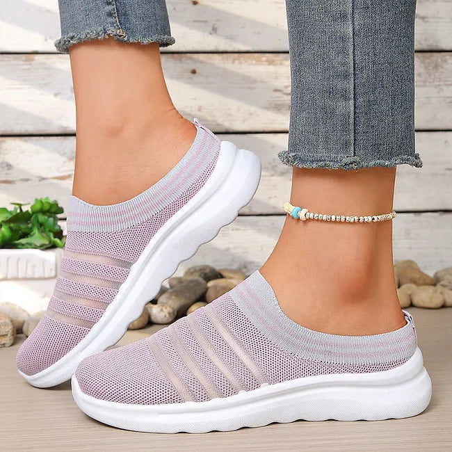 Aleyda | Sneakers Slip On Striped Knit Upper