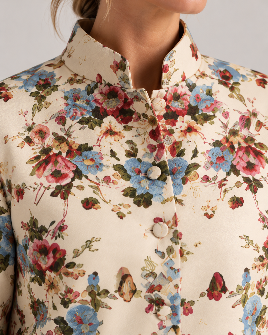 Helena | Floral Jacket with Stand Collar
