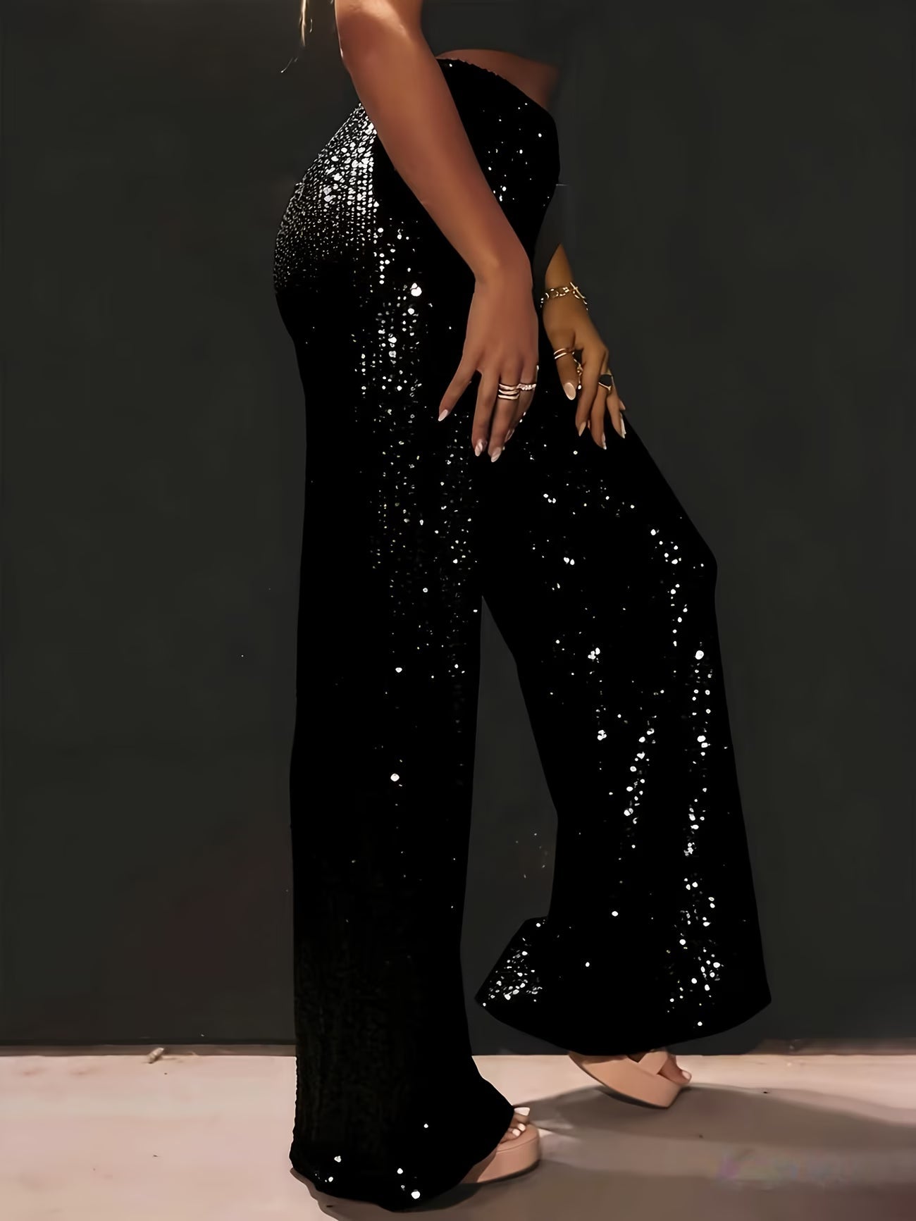 Tnora | Pants with Sequin Finish Wide Leg