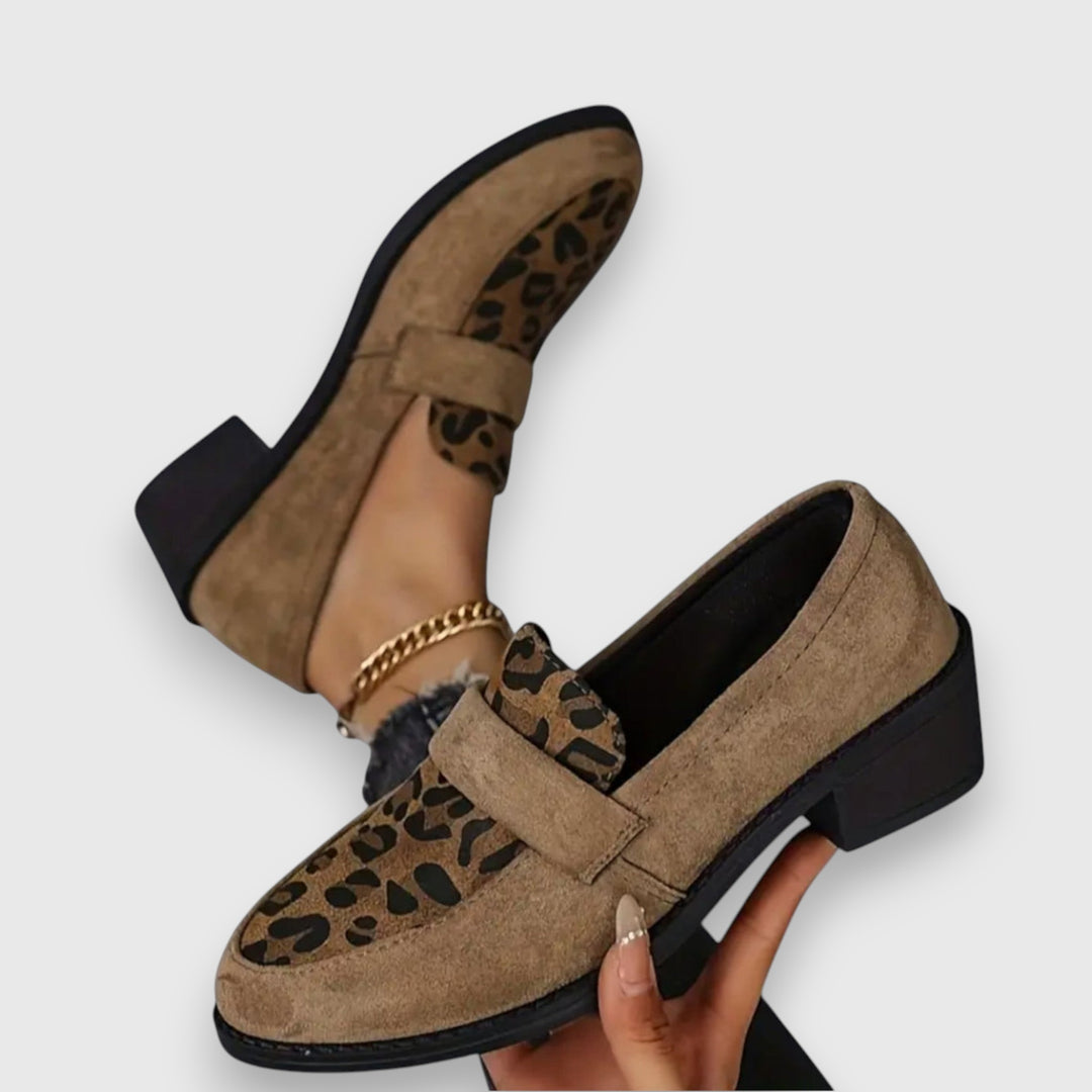 Lucyna | Loafer Shoes Leopard Print Block Heel
