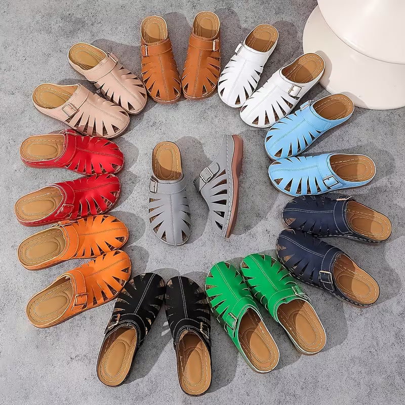 Alvena | Closed Toe Cutout Sandals with Buckle