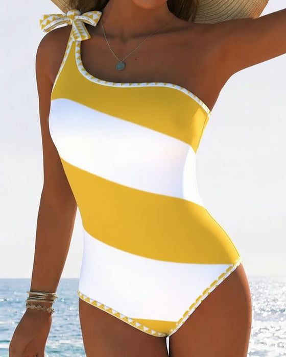 Doriane | One Shoulder Stripe Swimsuit