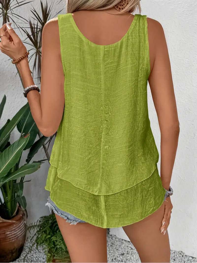 Cressida | Sleeveless Layered Swing Tank Top