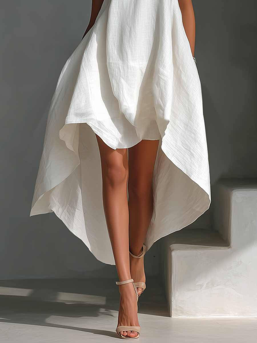 Alyna - Sleeveless Asymmetric Hem Midi Dress