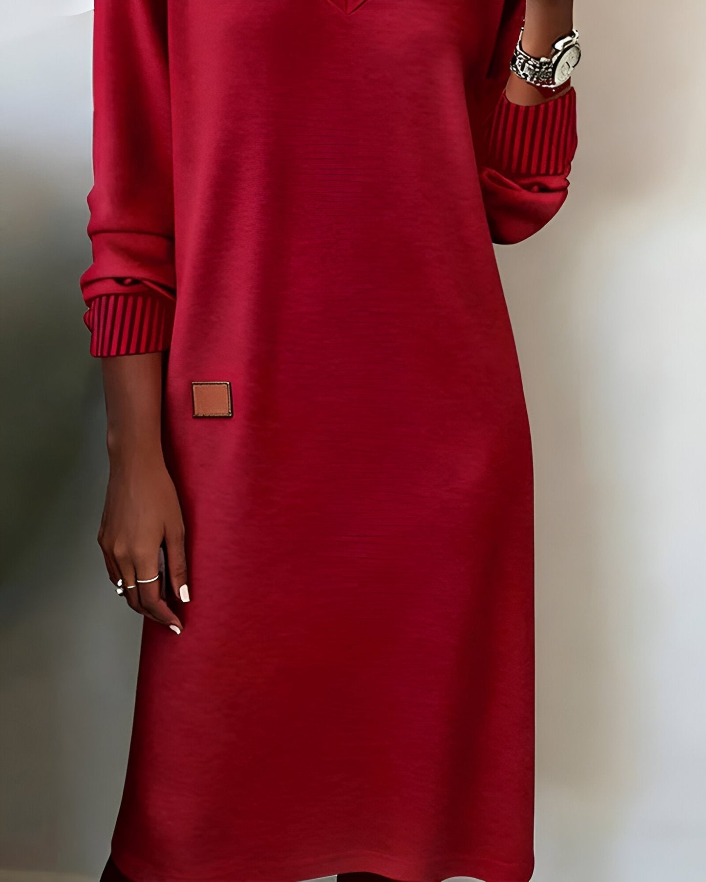 Lilly | Knit Long Sleeve V-Neck Midi Dress