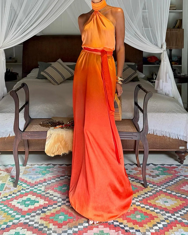 Shanna | Halter Neck Open Back Maxi Dress
