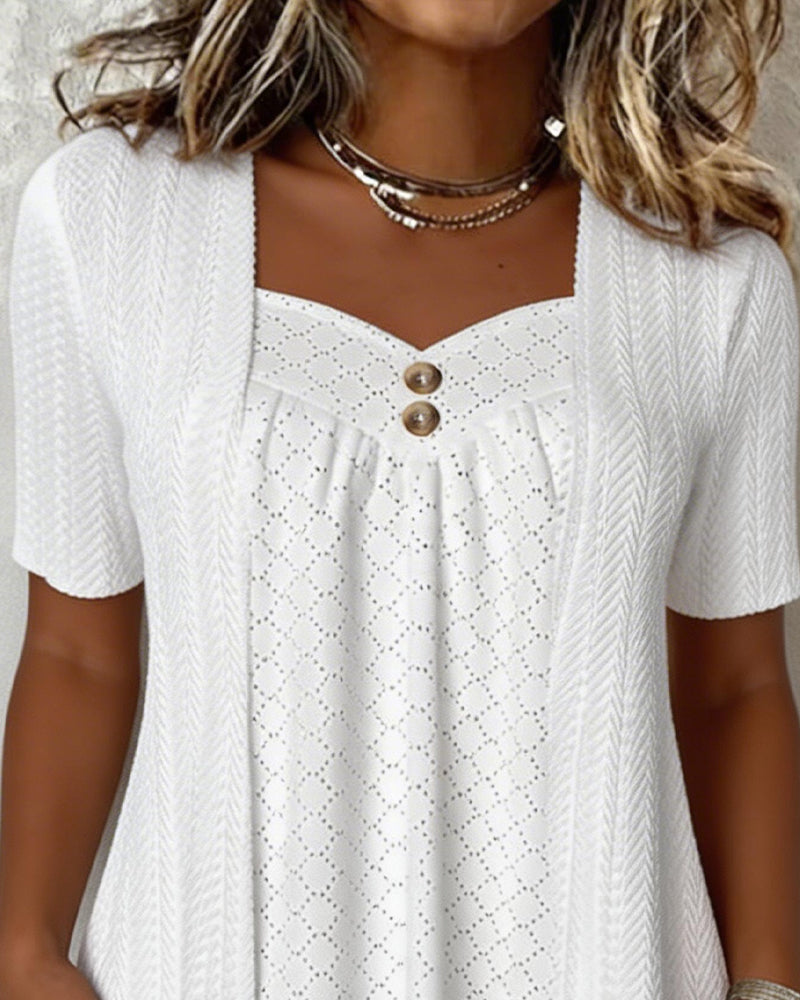 Shilina | Square Neck Layered Short Sleeve Blouse