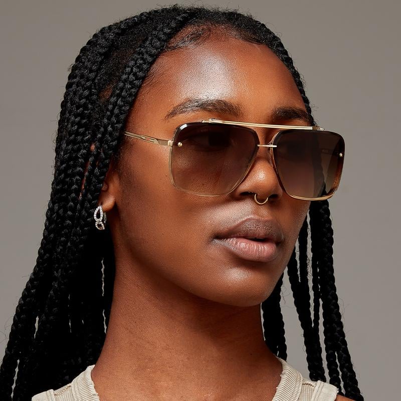 RayForge - Square Aviator Gradient Lens Metal Sunglasses