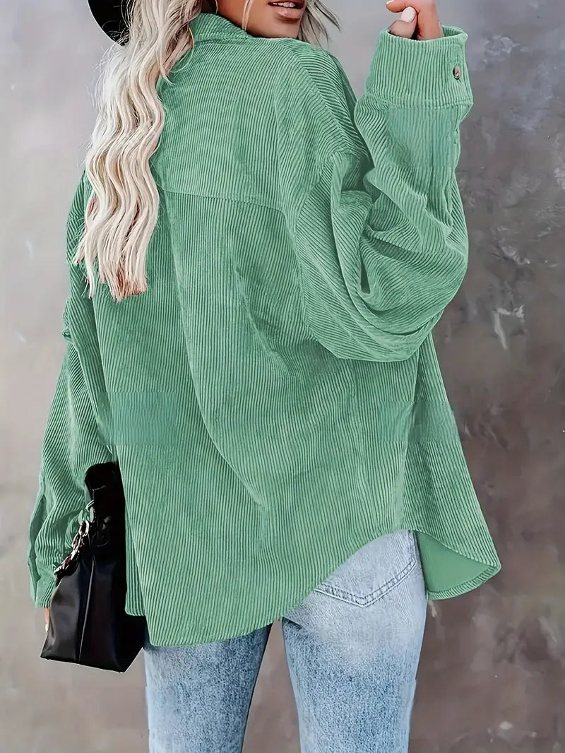 Irmela | Long Sleeve Corduroy Button Shirt