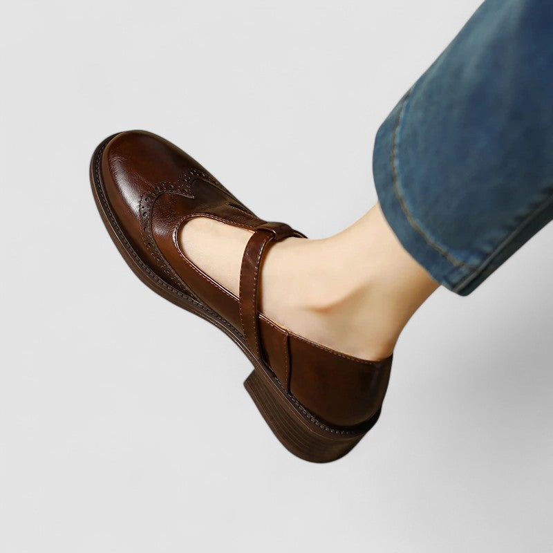 Azime | Mary Jane Shoes With Brogue Toe Detail