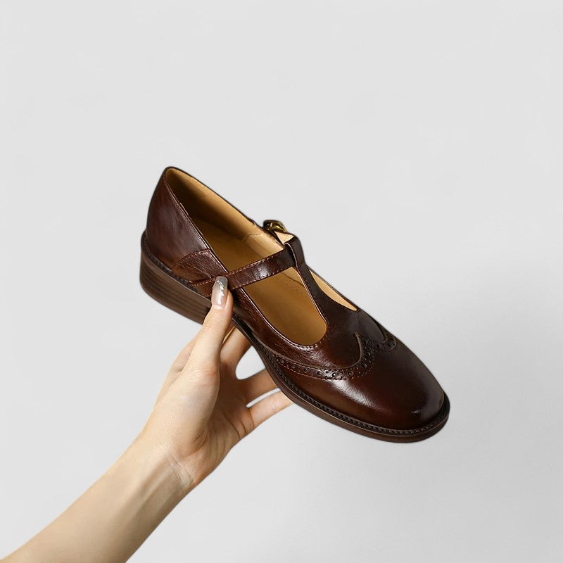 Azime | Mary Jane Shoes With Brogue Toe Detail
