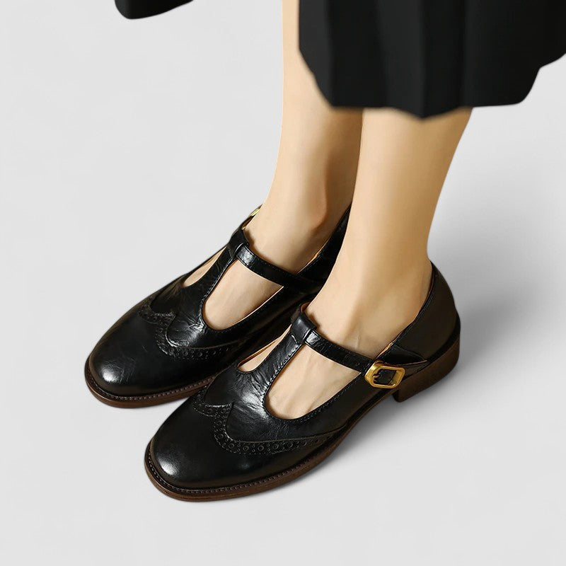 Azime | Mary Jane Shoes With Brogue Toe Detail