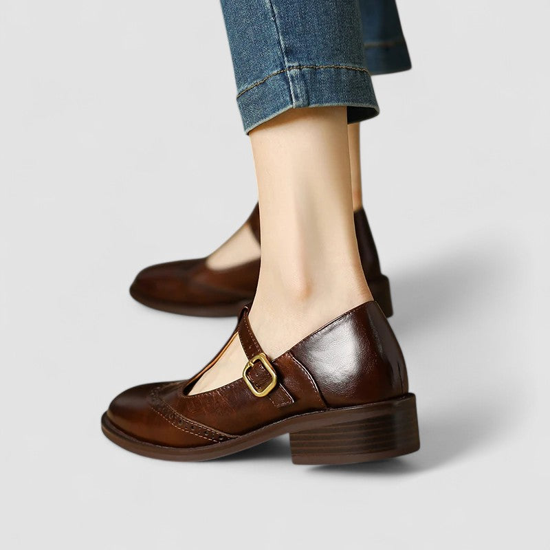 Azime | Mary Jane Shoes With Brogue Toe Detail