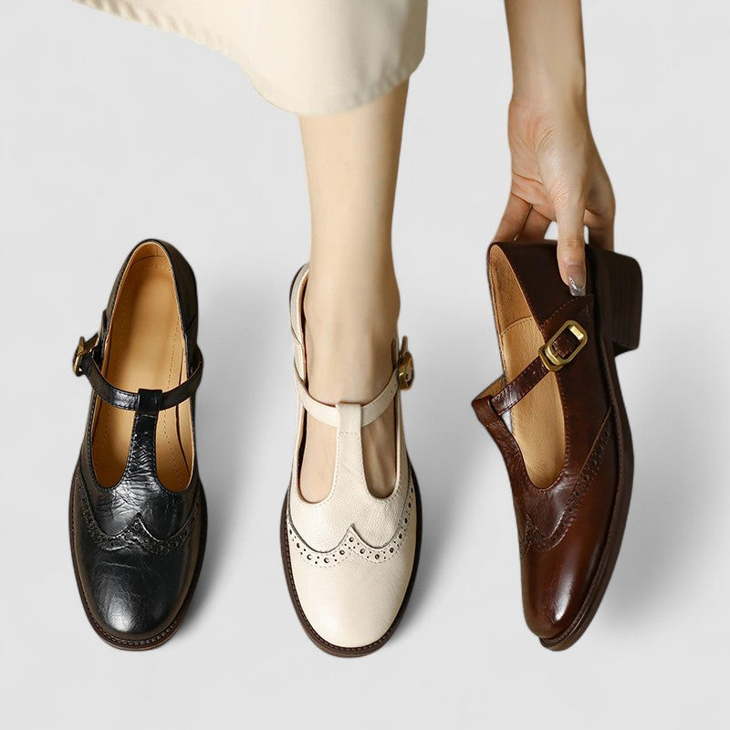 Azime | Mary Jane Shoes With Brogue Toe Detail