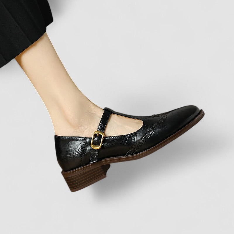 Azime | Mary Jane Shoes With Brogue Toe Detail