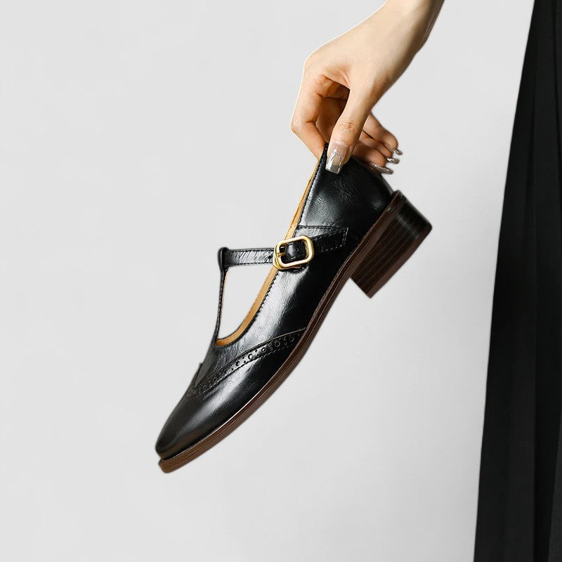 Azime | Mary Jane Shoes With Brogue Toe Detail