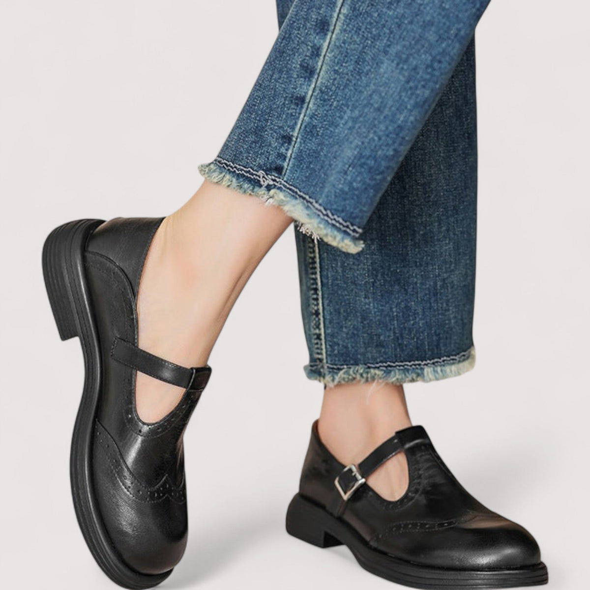 Melysa | Mary Jane Shoes Black Buckle Round Toe