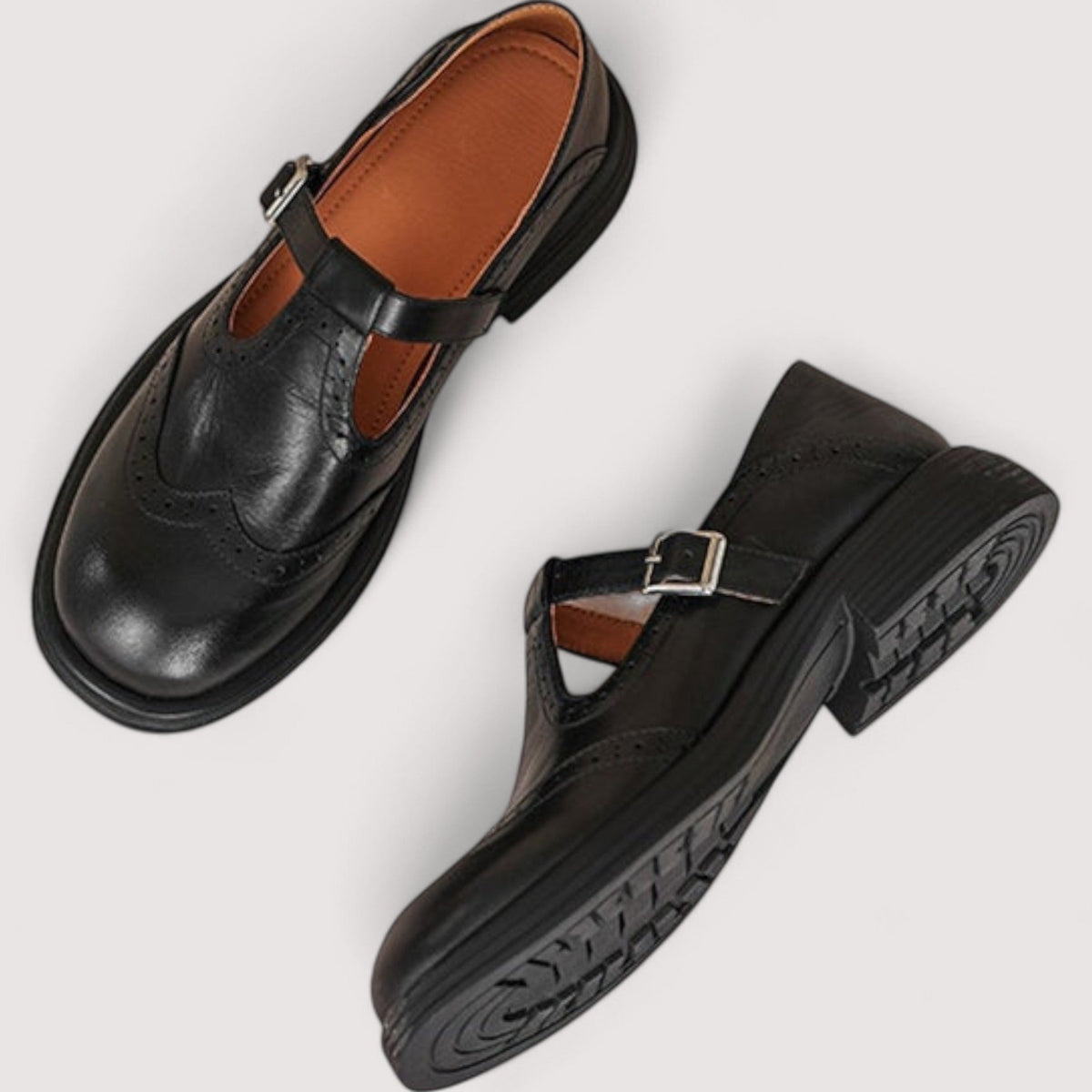 Melysa | Mary Jane Shoes Black Buckle Round Toe