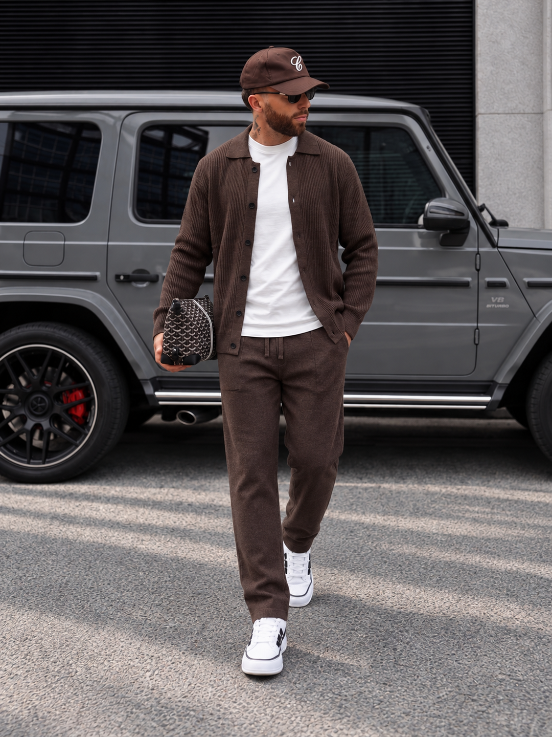 Andrej | Knit Set With Collared Cardigan Straight Pants