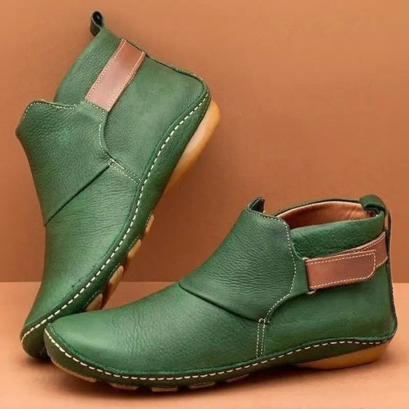 Oriaette | Soft Leather Ankle Boots with Flat Sole