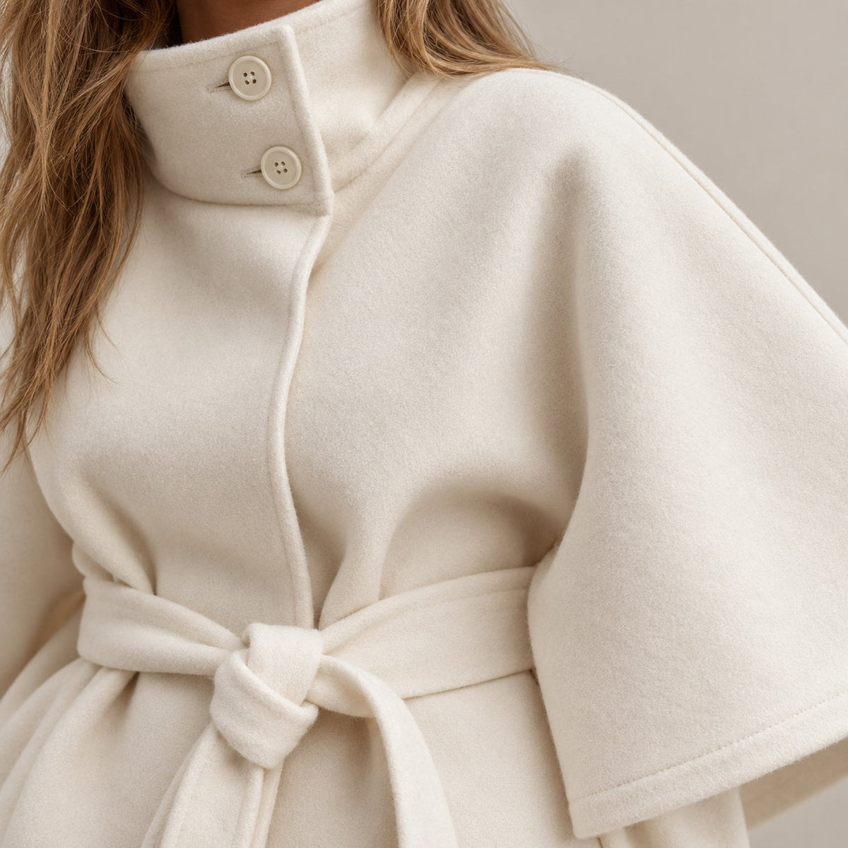 Solariedge | Cape Coat with High Collar and Belt