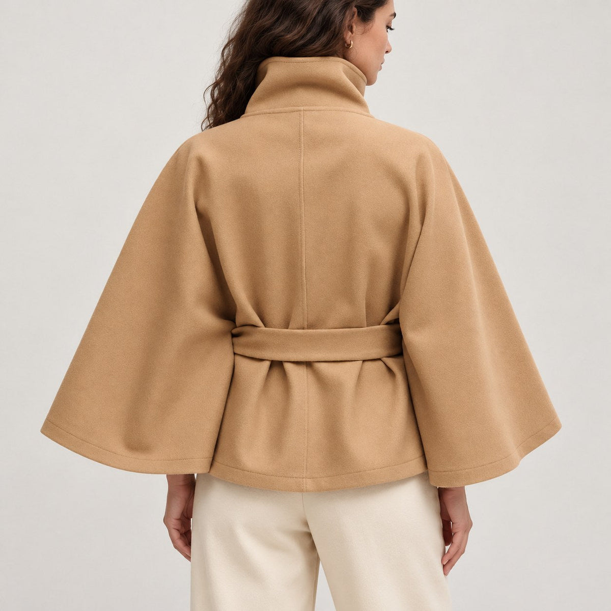 Solariedge | Cape Coat with High Collar and Belt