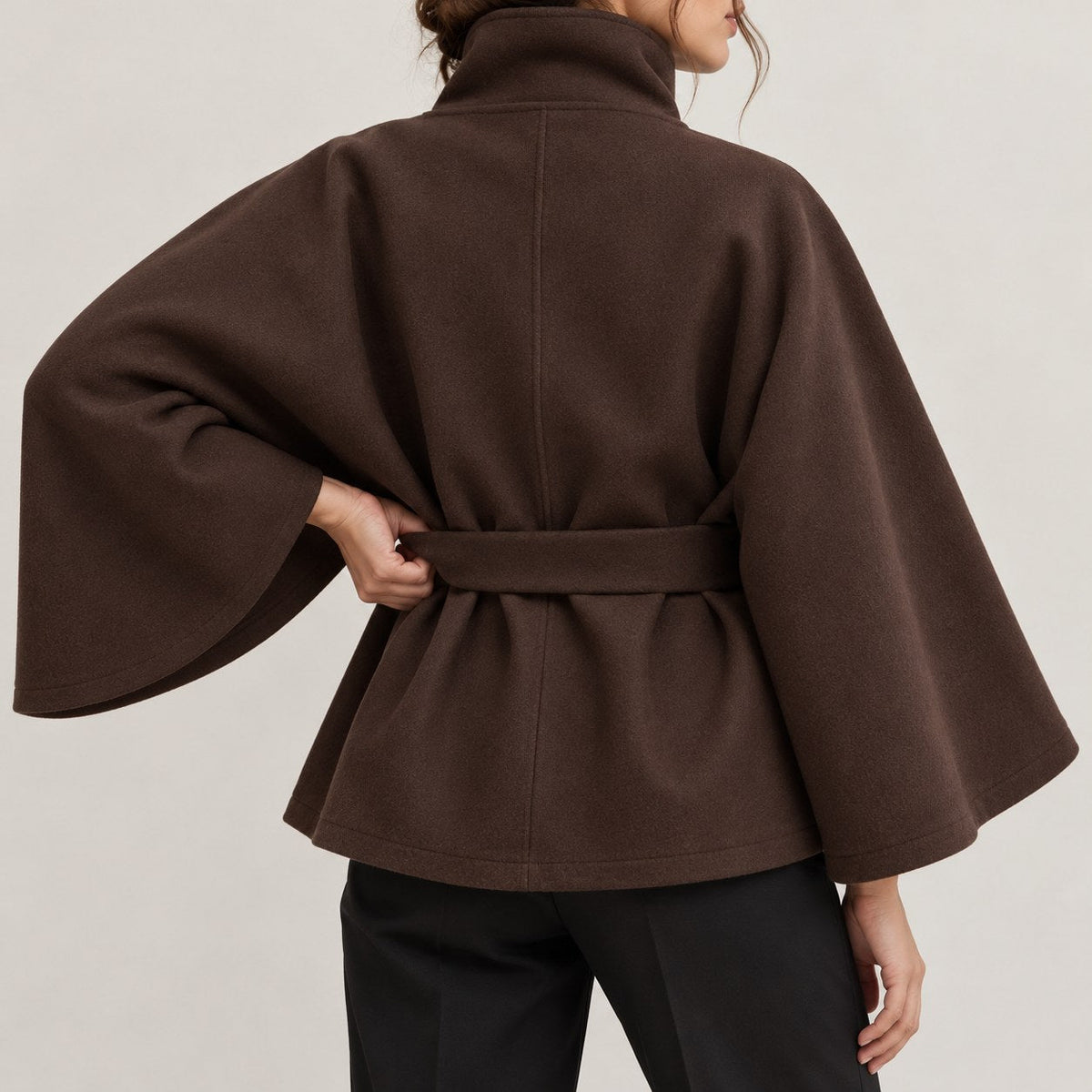 Solariedge | Cape Coat with High Collar and Belt