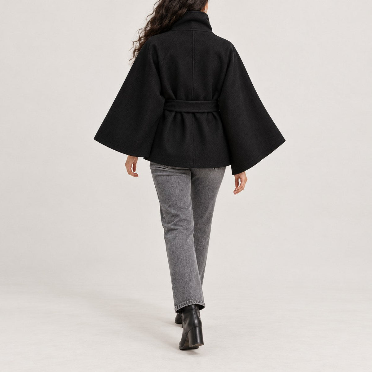 Solariedge | Cape Coat with High Collar and Belt