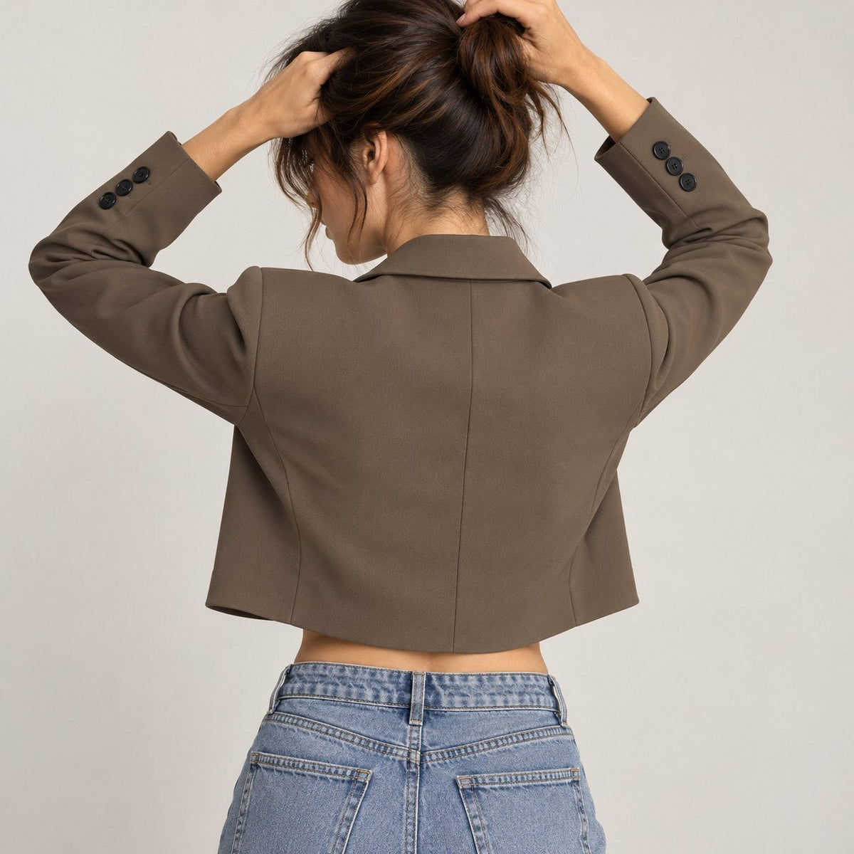 Opheaa | Cropped Blazer with Notched Lapel