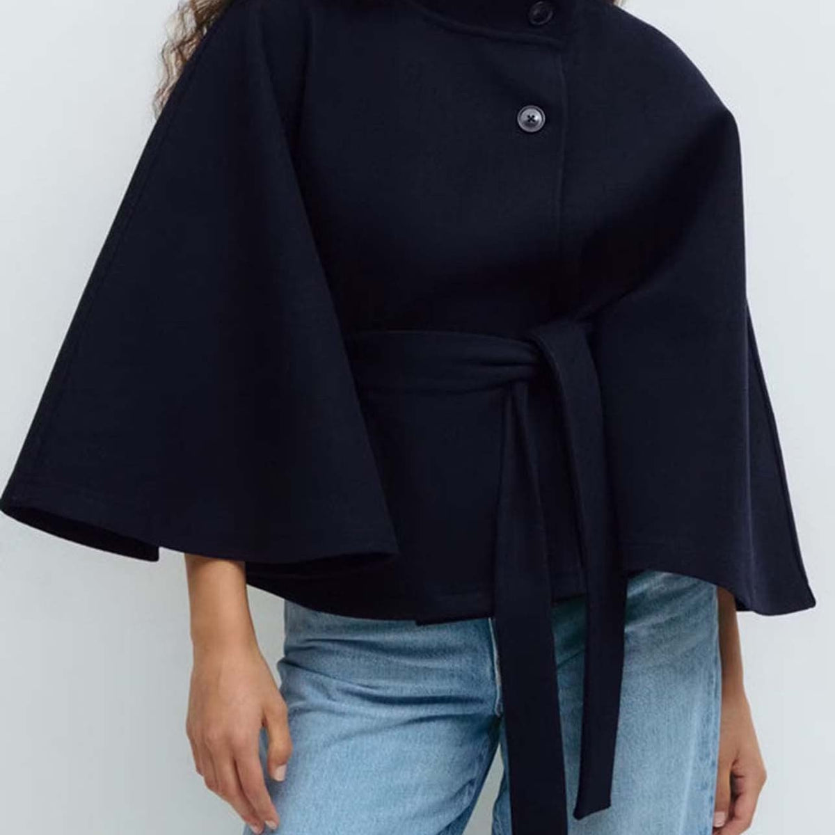 Solariedge | Cape Coat with High Collar and Belt