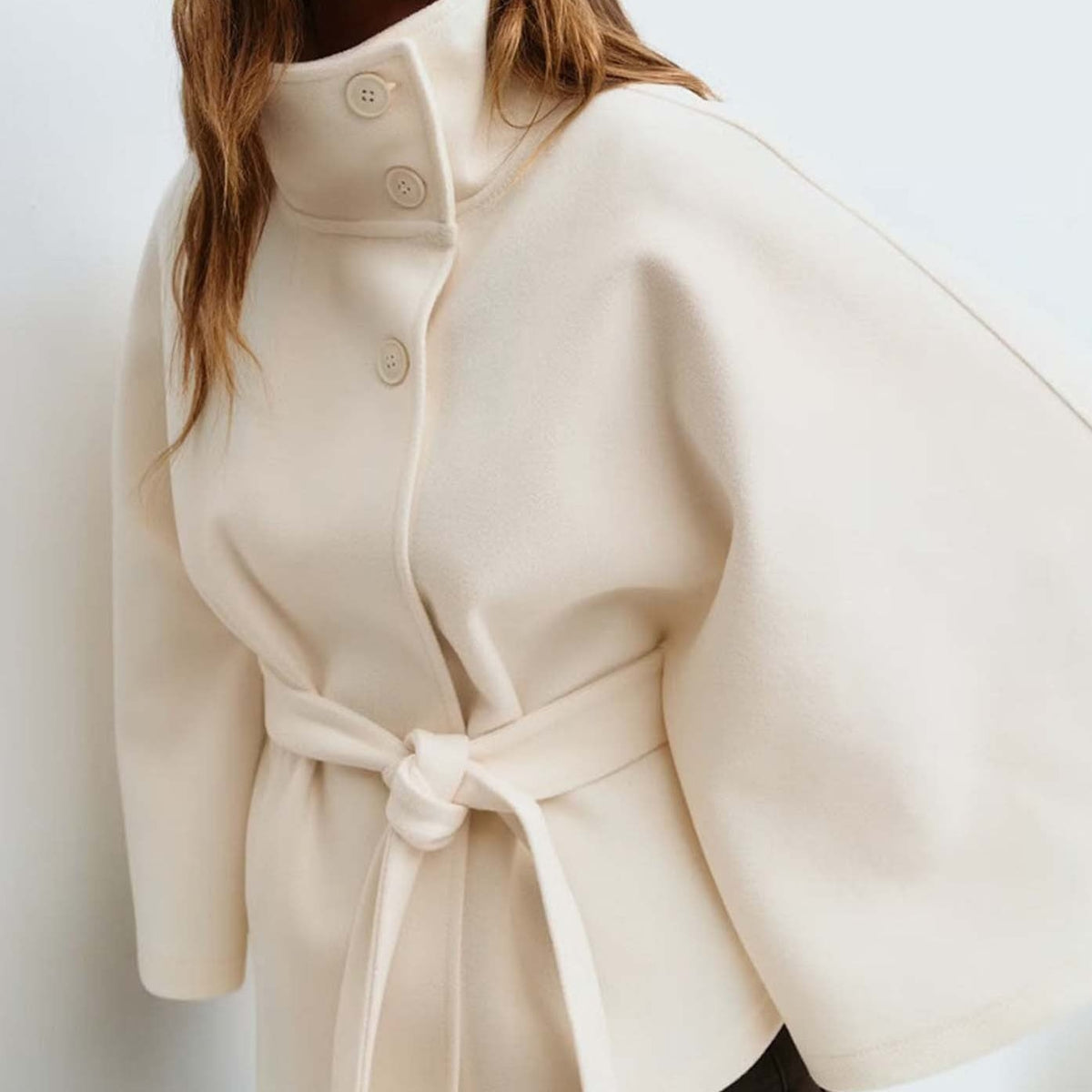 Solariedge | Cape Coat with High Collar and Belt