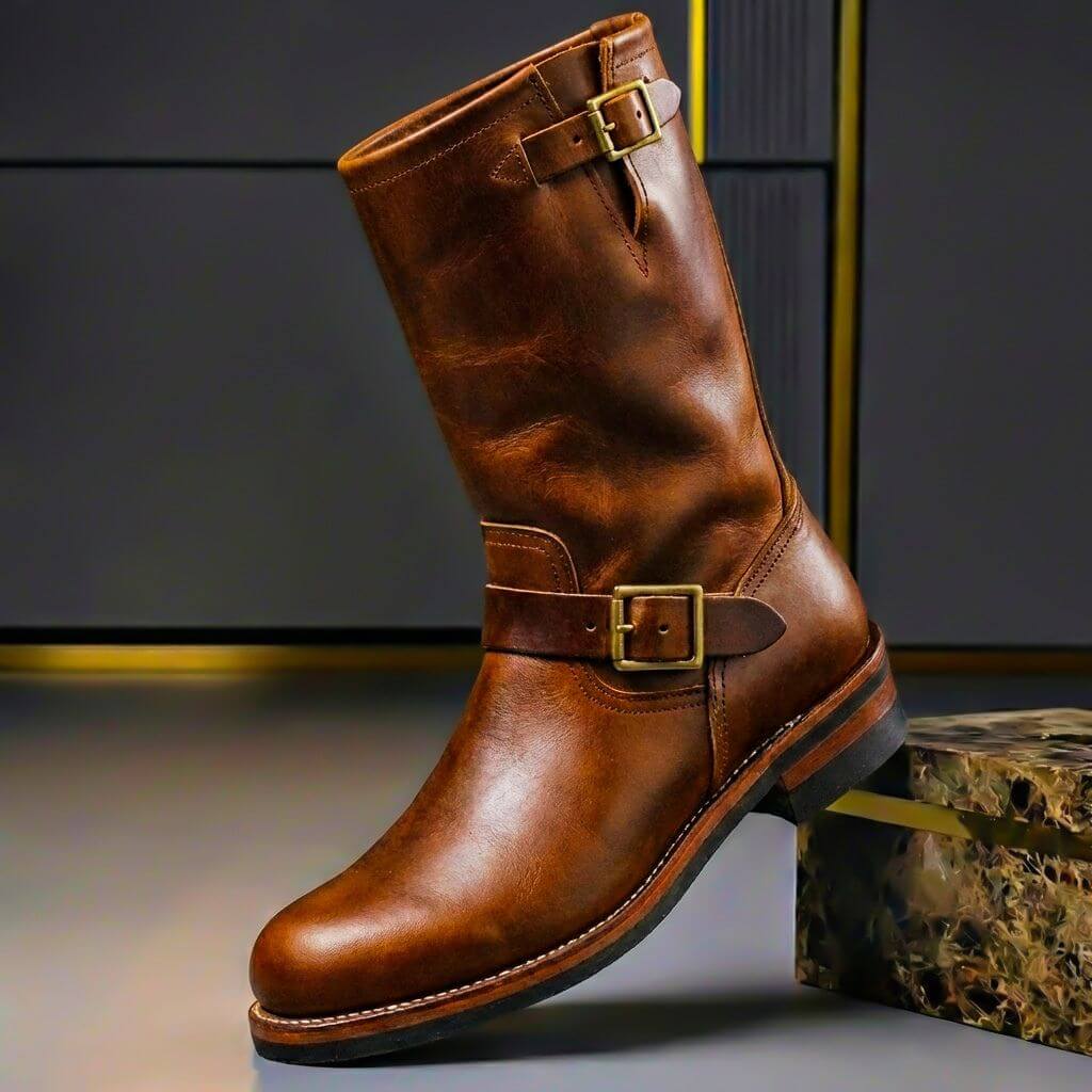 Osmar | Mid Calf Buckle Strap Riding Boots