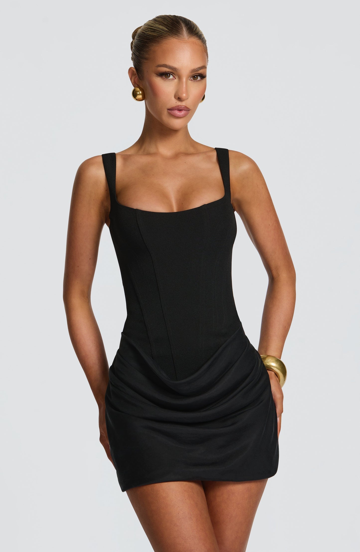Manuella | Square Neck Draped Mini Dress