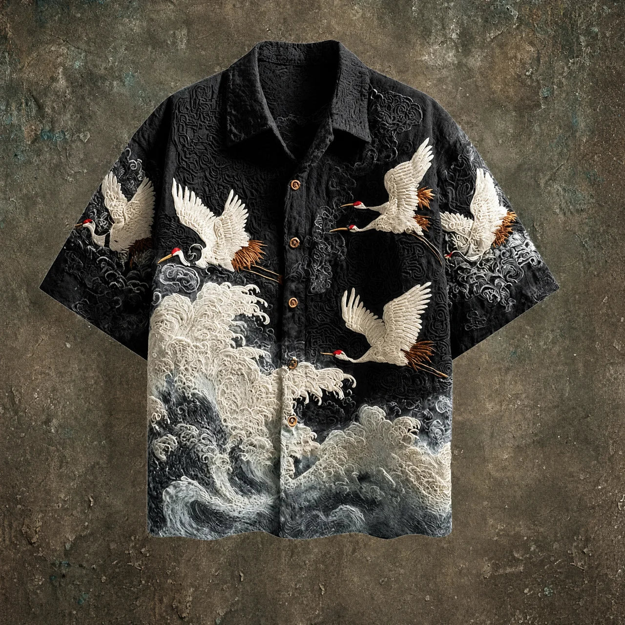 Francis | Crane Print Short Sleeve Button Shirt