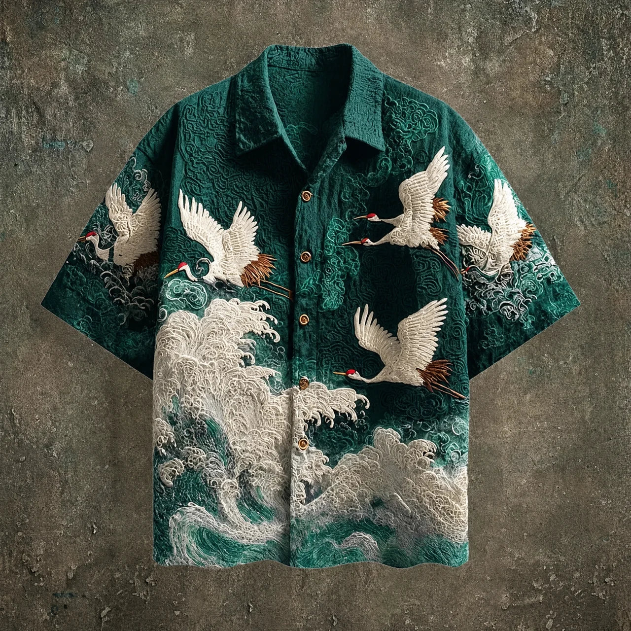 Francis | Crane Print Short Sleeve Button Shirt