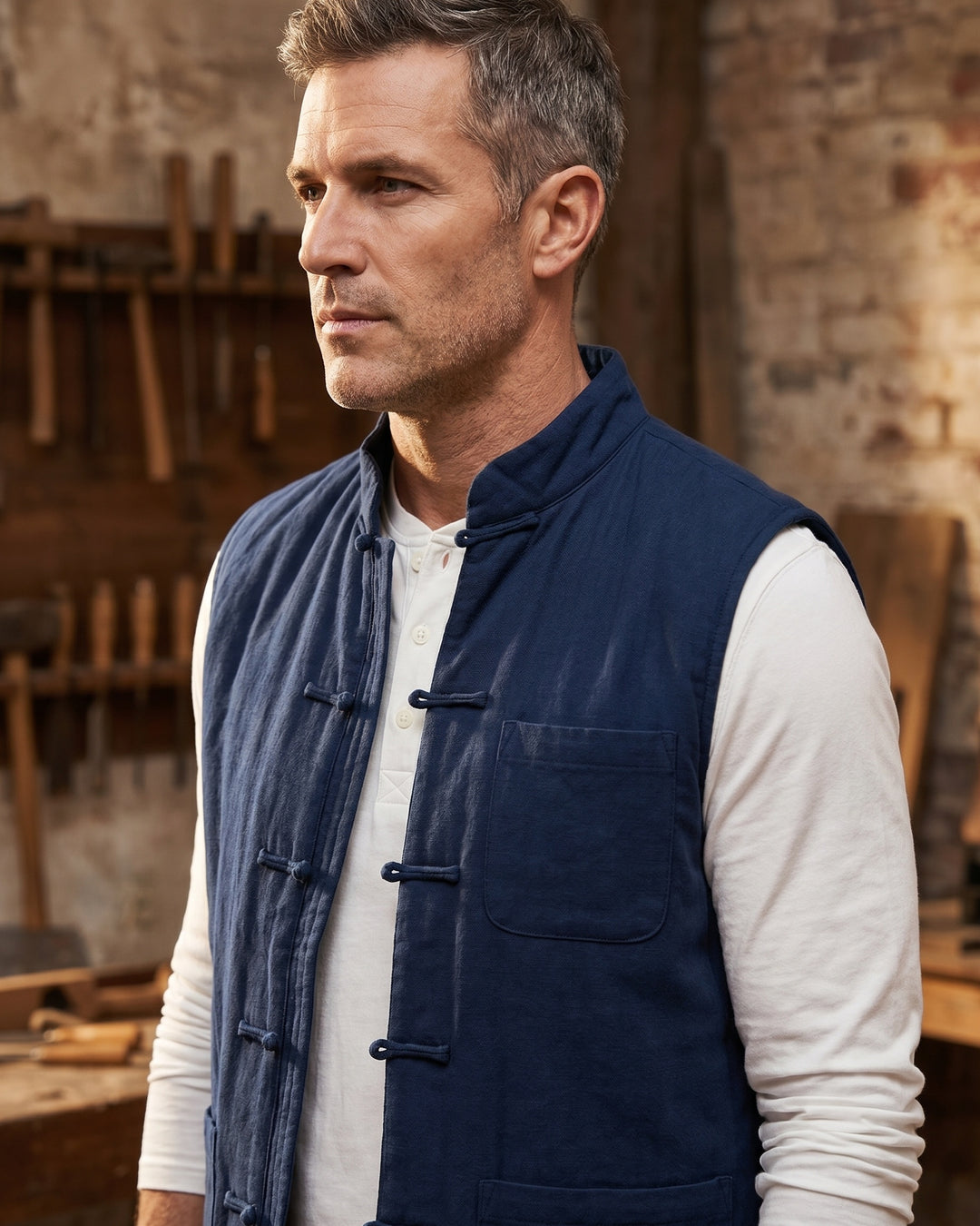 Fredrick - Pocket Front Mandarin Collar Vest