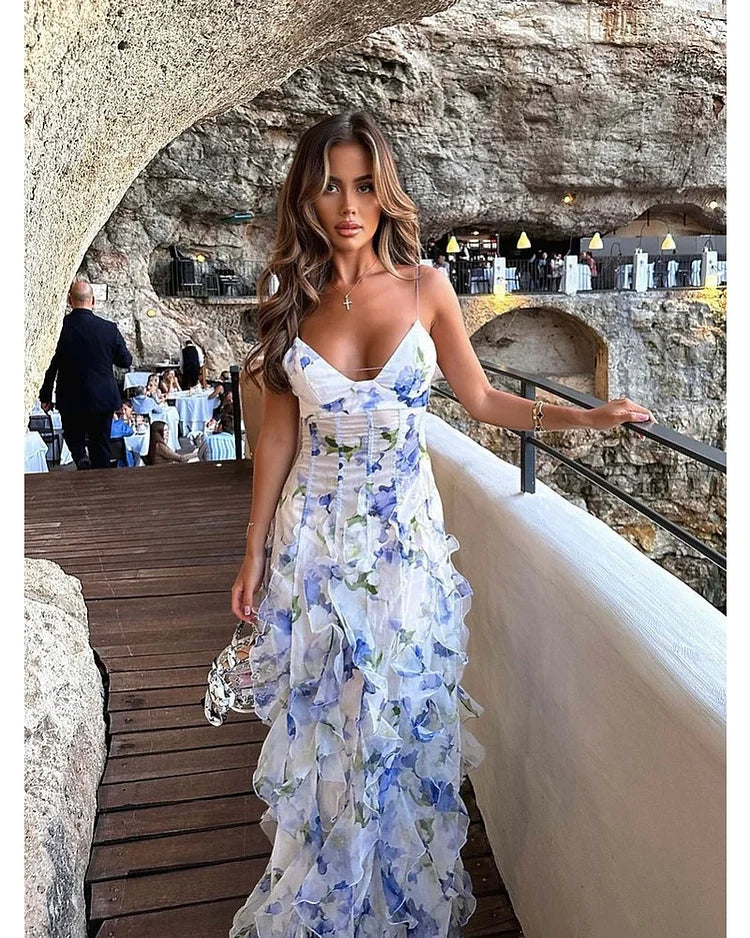 Mikayla | Floral Print Ruffle Maxi Dress