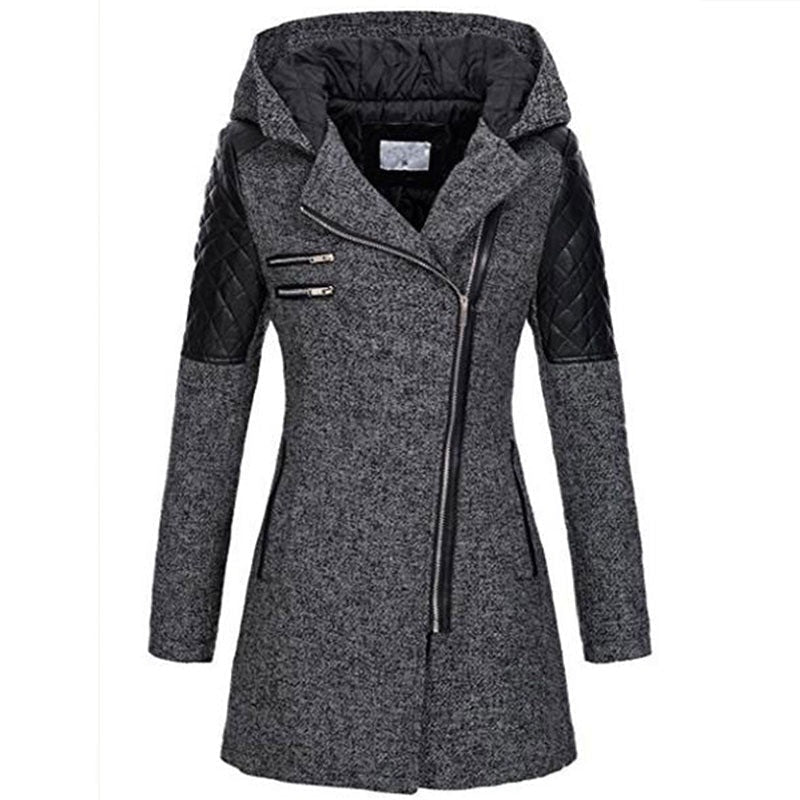 Eszter | Hooded Asymmetrical Zip Long Sleeve Coat