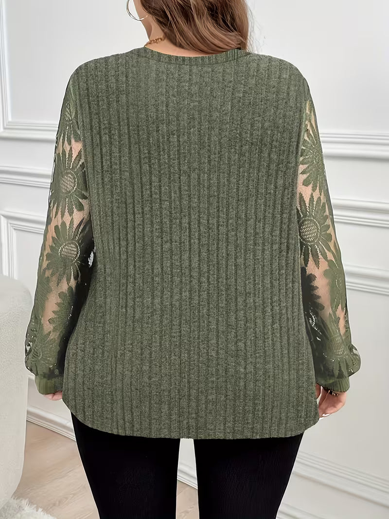 Suchinda | Cold-Shoulder Lace Sleeve Long Sleeve Top